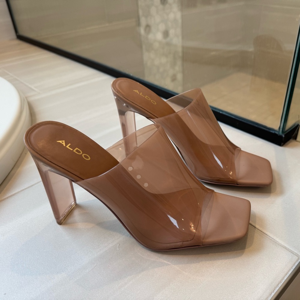 ALDO YBENDAVIEL Nude Clear Stiletto Heels – US 9
